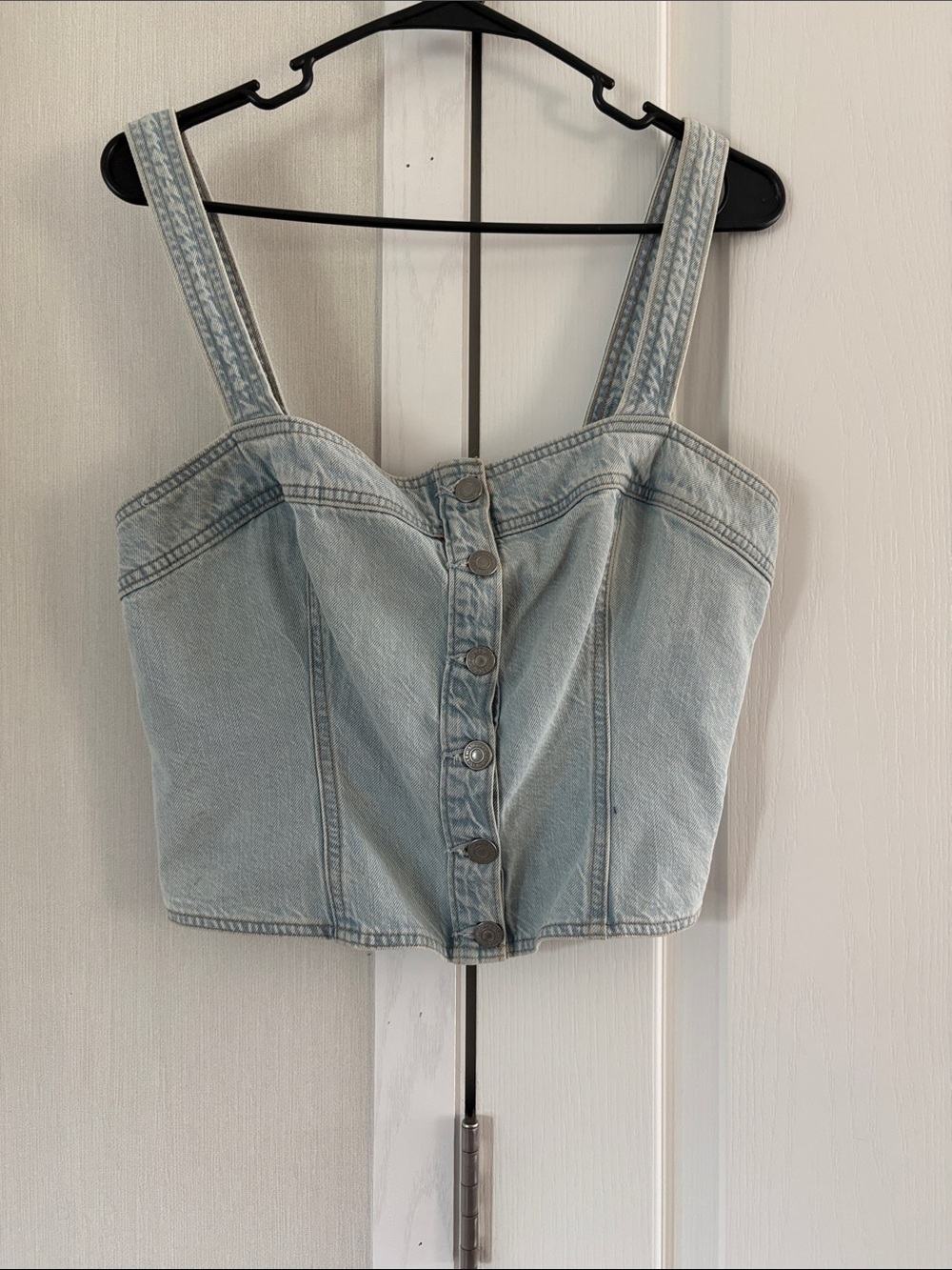 Levi's Light Blue Denim Button-Front Crop Camisole